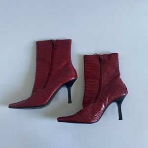Vintage Snake Print Ankle Heel Boots